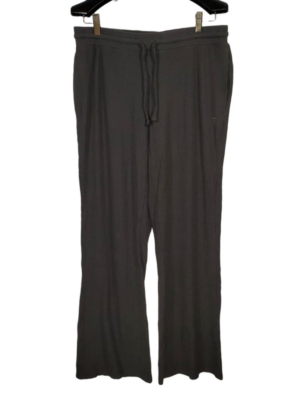 Tommy John Brushed Rib Pajama Pants Women's L Gray Lounge Straight-Leg Flowy